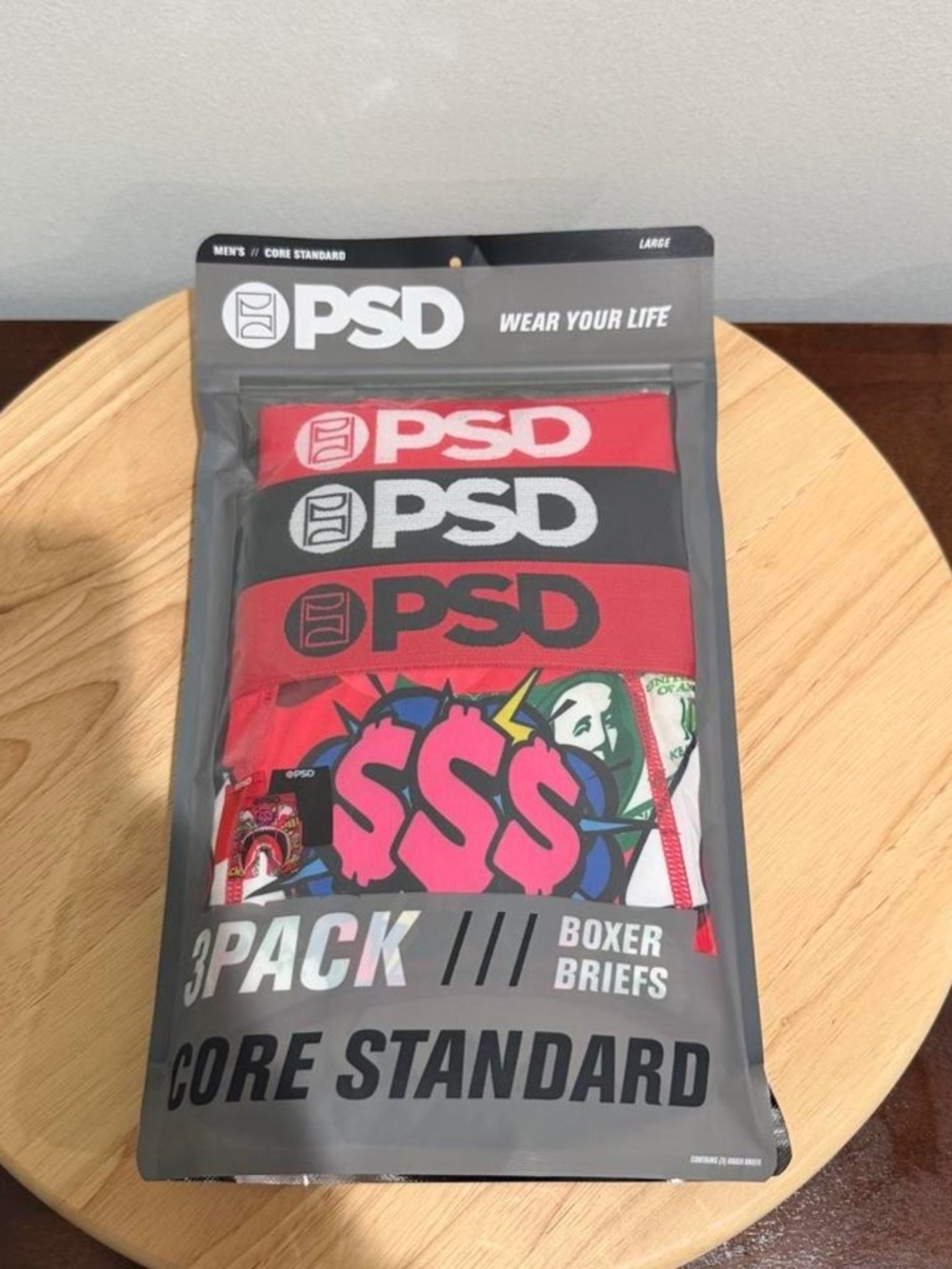 PSD 3 Pack Core Standard Boxer Briefs Shorts WarFace Pay Me Red Black NEW